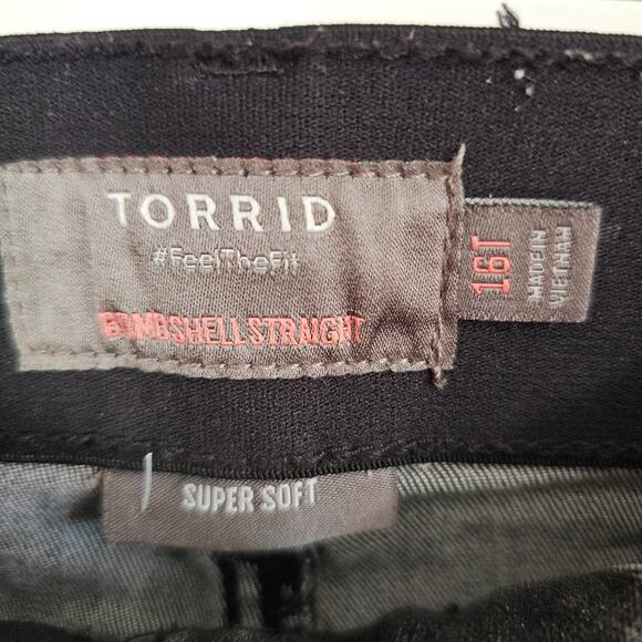 Torrid 16T Bombshell Straight Black Stonewash Jeans Street Tall Long Punk Plus - Picture 5 of 8